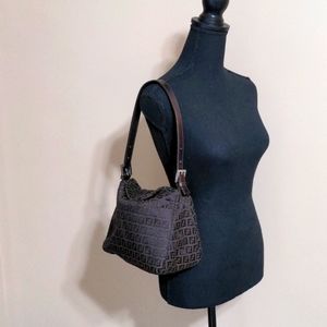 Fendi Leather-Trimmed Zucchini Shoulder Bag